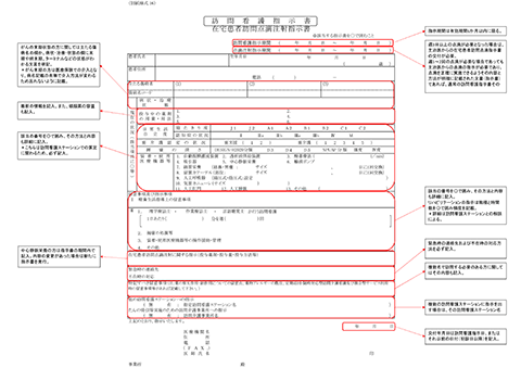 訪問看護指示書 記載例説明付き